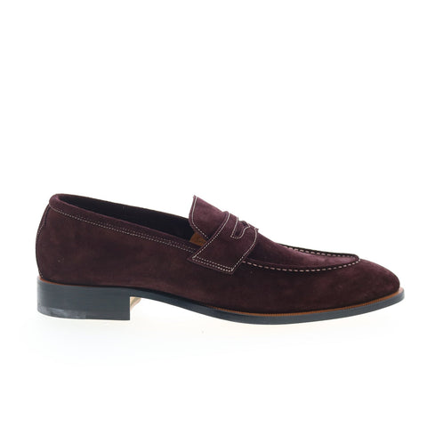Di Bianco GBF316 Mens Burgundy Suede Slip On Loafers & Slip Ons Penny Shoes