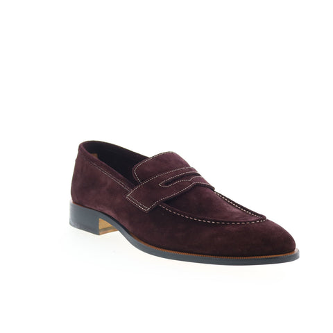 Di Bianco GBF316 Mens Burgundy Suede Slip On Loafers & Slip Ons Penny Shoes