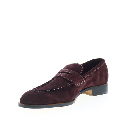 Di Bianco GBF316 Mens Burgundy Suede Slip On Loafers & Slip Ons Penny Shoes