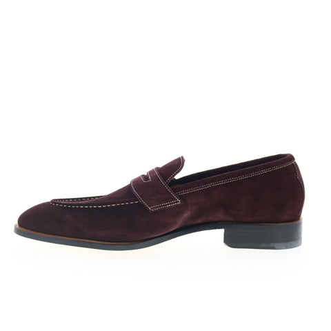 Di Bianco GBF316 Mens Burgundy Suede Slip On Loafers & Slip Ons Penny Shoes