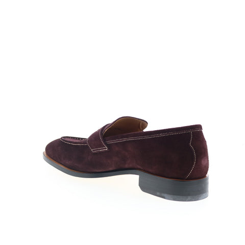 Di Bianco GBF316 Mens Burgundy Suede Slip On Loafers & Slip Ons Penny Shoes