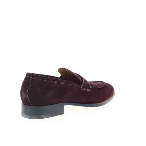 Di Bianco GBF316 Mens Burgundy Suede Slip On Loafers & Slip Ons Penny Shoes