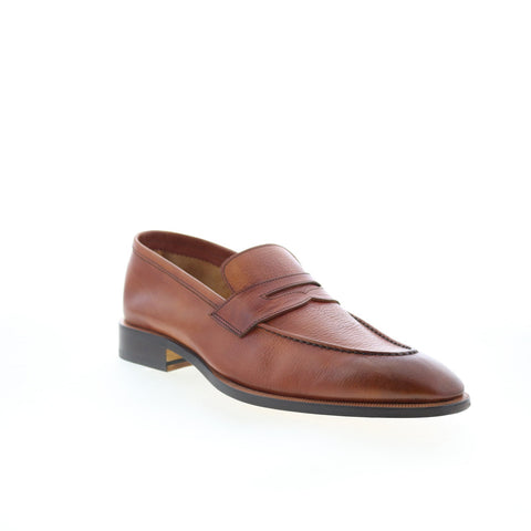 Di Bianco GBF316 Mens Brown Leather Slip On Loafers & Slip Ons Penny Shoes