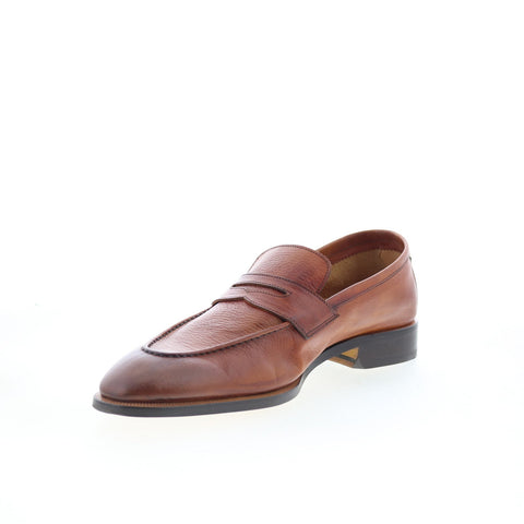 Di Bianco GBF316 Mens Brown Leather Slip On Loafers & Slip Ons Penny Shoes
