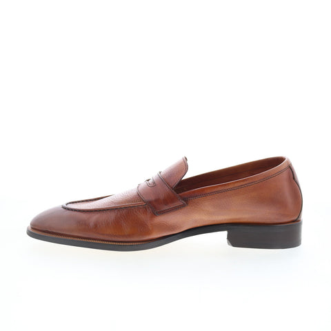Di Bianco GBF316 Mens Brown Leather Slip On Loafers & Slip Ons Penny Shoes