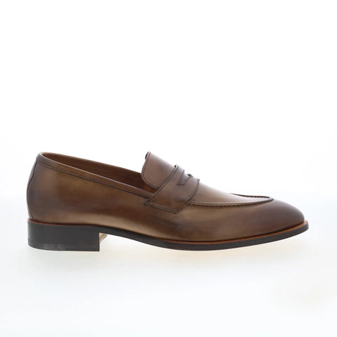 Di Bianco GBF316 Mens Brown Leather Slip On Loafers & Slip Ons Penny Shoes