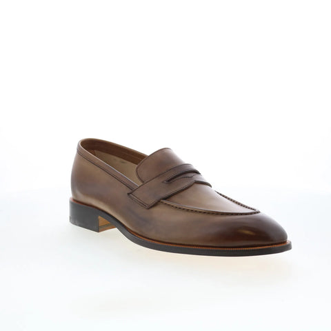 Di Bianco GBF316 Mens Brown Leather Slip On Loafers & Slip Ons Penny Shoes