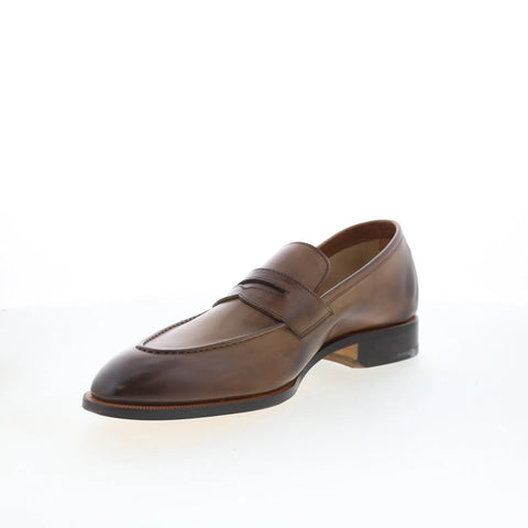 Di Bianco GBF316 Mens Brown Leather Slip On Loafers & Slip Ons Penny Shoes