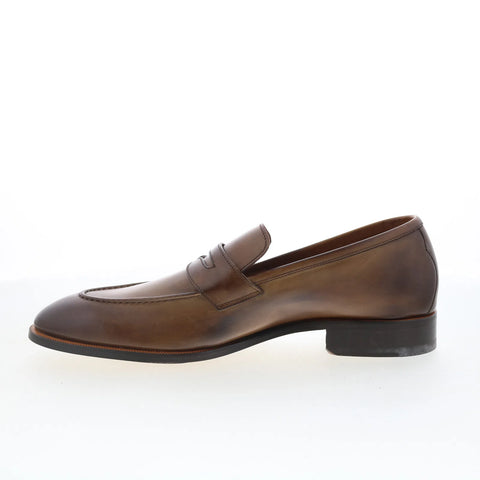 Di Bianco GBF316 Mens Brown Leather Slip On Loafers & Slip Ons Penny Shoes