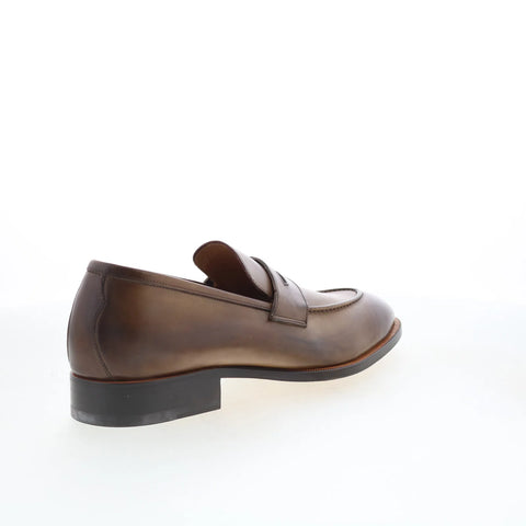 Di Bianco GBF316 Mens Brown Leather Slip On Loafers & Slip Ons Penny Shoes