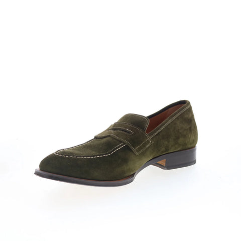 Di Bianco GBF316 Mens Green Suede Slip On Loafers & Slip Ons Penny Shoes