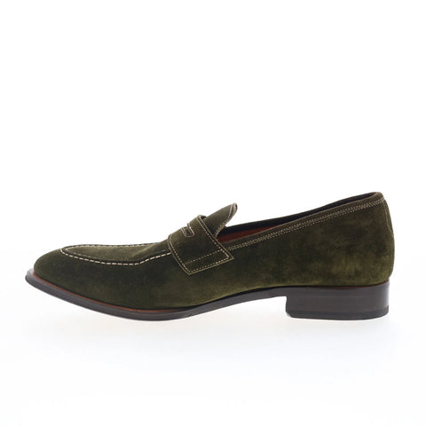Di Bianco GBF316 Mens Green Suede Slip On Loafers & Slip Ons Penny Shoes