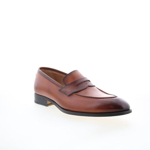Di Bianco GBF316 Mens Brown Leather Slip On Loafers & Slip Ons Penny Shoes