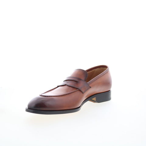 Di Bianco GBF316 Mens Brown Leather Slip On Loafers & Slip Ons Penny Shoes