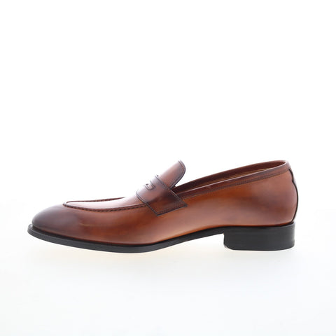 Di Bianco GBF316 Mens Brown Leather Slip On Loafers & Slip Ons Penny Shoes