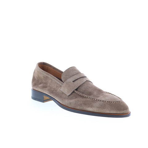 Di Bianco GBF316 Mens Brown Suede Slip On Loafers & Slip Ons Penny Shoes