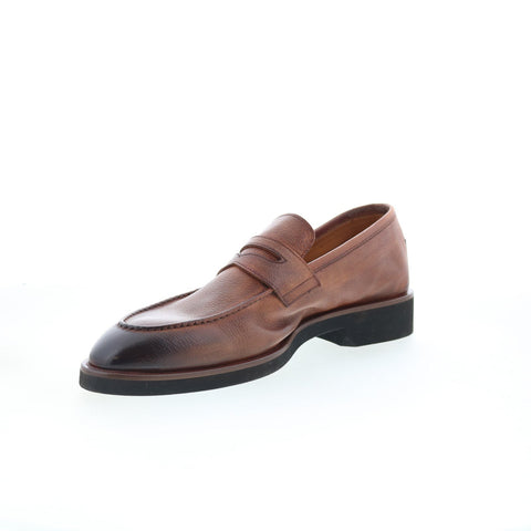 Di Bianco GBF316 Mens Brown Leather Slip On Loafers & Slip Ons Penny Shoes