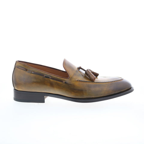 Di Bianco Vitello GBF317 Mens Brown Leather Loafers & Slip Ons Casual Shoes