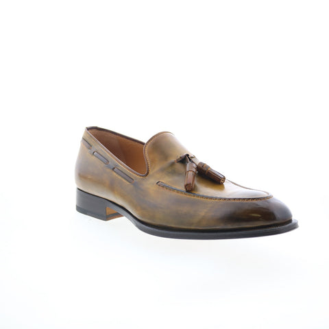 Di Bianco Vitello GBF317 Mens Brown Leather Loafers & Slip Ons Casual Shoes