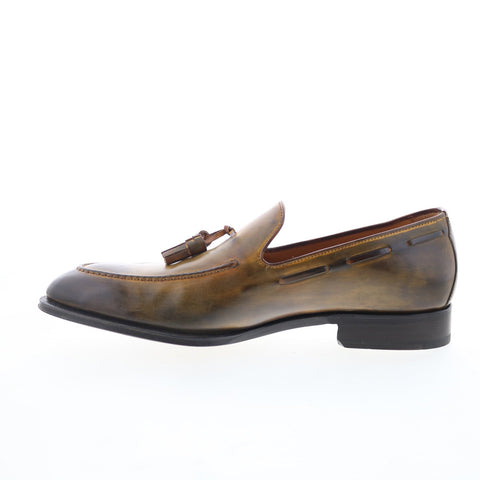 Di Bianco Vitello GBF317 Mens Brown Leather Loafers & Slip Ons Casual Shoes