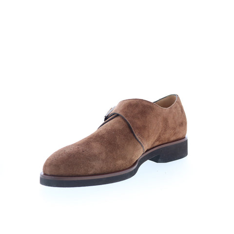 Di Bianco GBF340 Mens Brown Suede Hook & Loop Loafers & Slip Ons Casual Shoes