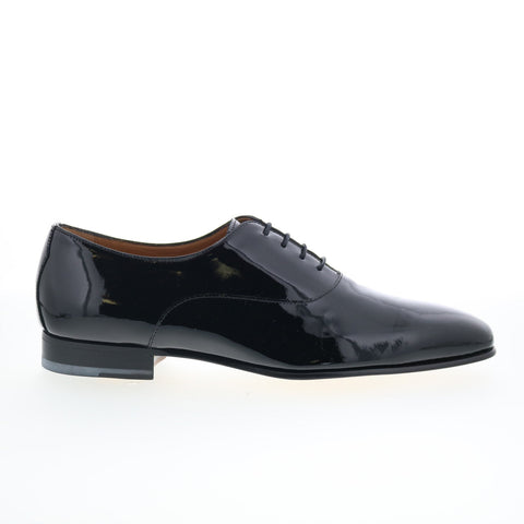 Di Bianco GBF787 Mens Black Leather Oxfords & Lace Ups Plain Toe Shoes