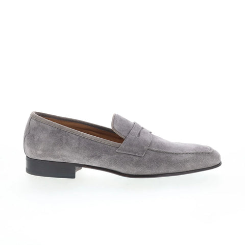 Di Bianco Gaius Mens Gray Suede Slip On Loafers & Slip Ons Penny Shoes