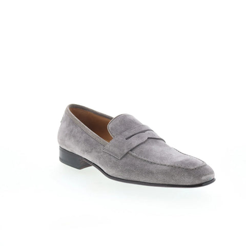 Di Bianco Gaius Mens Gray Suede Slip On Loafers & Slip Ons Penny Shoes