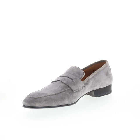 Di Bianco Gaius Mens Gray Suede Slip On Loafers & Slip Ons Penny Shoes