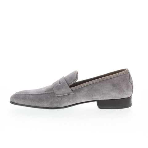 Di Bianco Gaius Mens Gray Suede Slip On Loafers & Slip Ons Penny Shoes