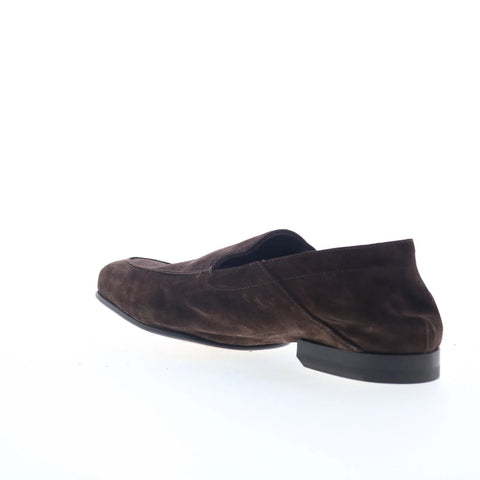 Di Bianco Gallipoli Mens Brown Suede Slip On Loafers & Slip Ons Penny Shoes