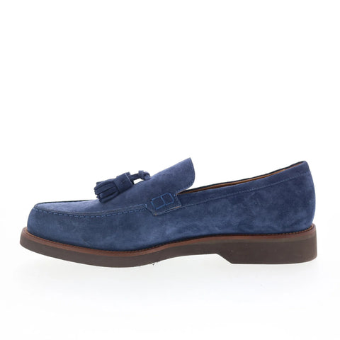 Pastori by Di Bianco Gordian Mens Blue Suede Loafers & Slip Ons Casual Shoes