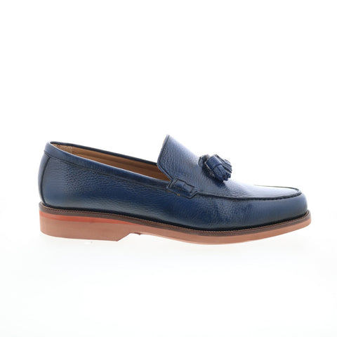Pastori by Di Bianco Gordian Mens Blue Leather Loafers & Slip Ons Casual Shoes