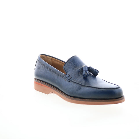 Pastori by Di Bianco Gordian Mens Blue Leather Loafers & Slip Ons Casual Shoes