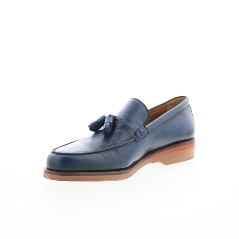 Pastori by Di Bianco Gordian Mens Blue Leather Loafers & Slip Ons Casual Shoes