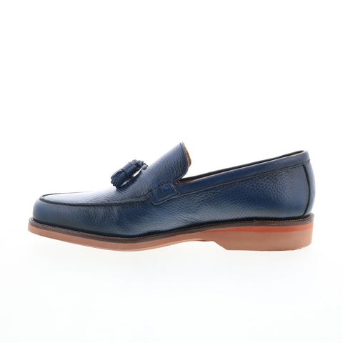 Pastori by Di Bianco Gordian Mens Blue Leather Loafers & Slip Ons Casual Shoes