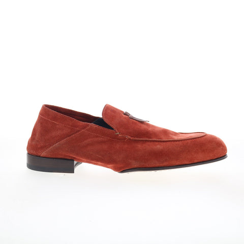 Di Bianco Grassano Mens Orange Suede Slip On Loafers & Slip Ons Casual Shoes