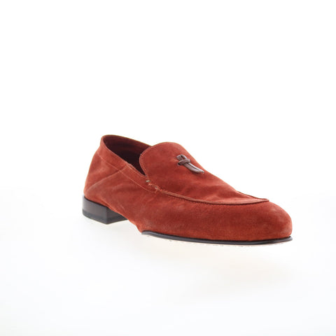 Di Bianco Grassano Mens Orange Suede Slip On Loafers & Slip Ons Casual Shoes