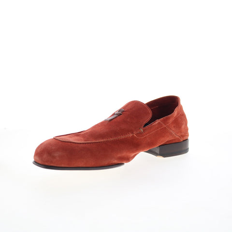 Di Bianco Grassano Mens Orange Suede Slip On Loafers & Slip Ons Casual Shoes
