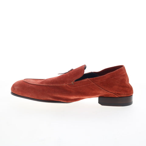 Di Bianco Grassano Mens Orange Suede Slip On Loafers & Slip Ons Casual Shoes