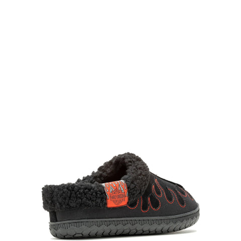 Harley-Davidson Cosgrove Flame D93857 Mens Black Suede Slippers Clogs Shoes