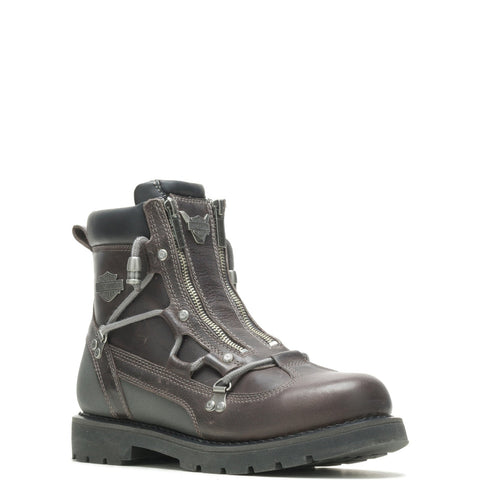 Harley-Davidson Brake Light Flash D96275 Mens Gray Leather Motorcycle Boots