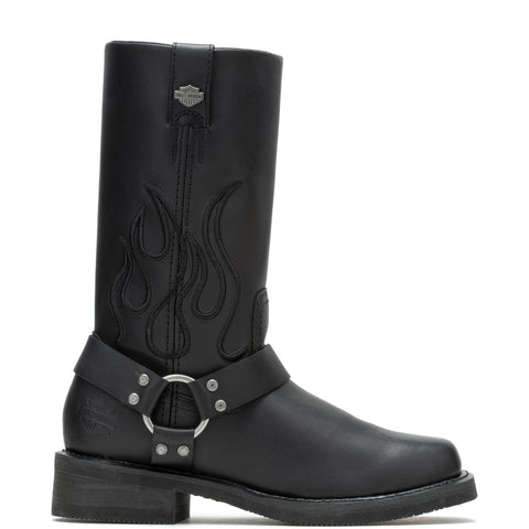 Harley-Davidson Hustin D96310 Mens Black Leather Zipper Motorcycle Boots