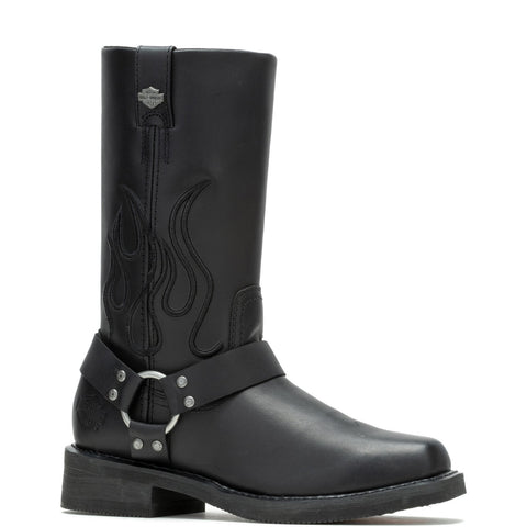 Harley-Davidson Hustin D96310 Mens Black Leather Zipper Motorcycle Boots