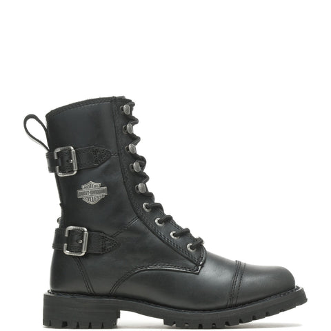 Harley-Davidson Balsa 9" Lace Cap Toe D83853 Womens Black Motorcycle Boots