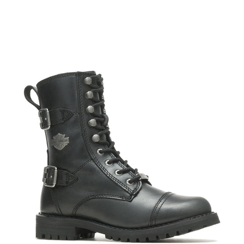 Harley-Davidson Balsa 9" Lace Cap Toe D83853 Womens Black Motorcycle Boots