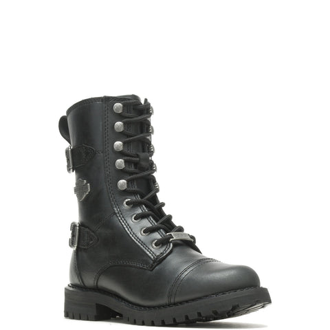 Harley-Davidson Balsa 9" Lace Cap Toe D83853 Womens Black Motorcycle Boots