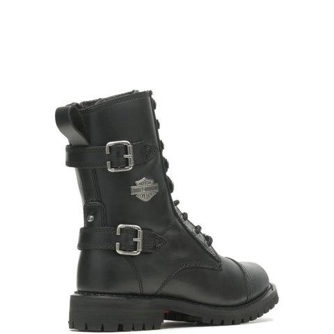 Harley-Davidson Balsa 9" Lace Cap Toe D83853 Womens Black Motorcycle Boots