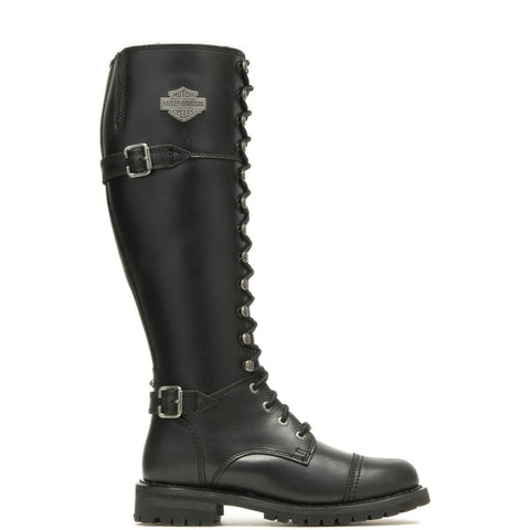 Harley-Davidson Beechwood 16" Lace Cap Toe Womens Black Motorcycle Boots
