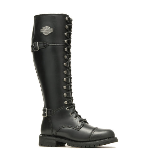 Harley-Davidson Beechwood 16" Lace Cap Toe Womens Black Motorcycle Boots